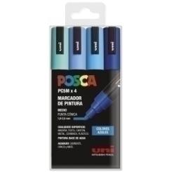 Rotulador Uni-Posca Pc-5M  Col. Azules blíster 4 uds