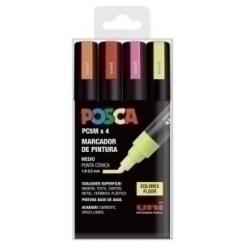 Rotulador Uni-Posca Pc-5M Fluor estuche 4