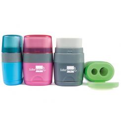 Sacapuntas LIDERPAPEL plastico 2 usos con goma