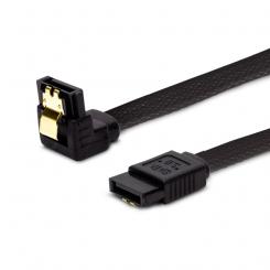 Savio GAK-04 Kabel SATA III 30cm, oplot czarny, ktowy, zote zatrzaski cable de SATA 0,3 m SATA 7-pin 2 x SATA 7-pin Negro