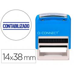 Sello entintado automatico Q-CONNECT contabilizado almohadilla 14x38 mm color azul