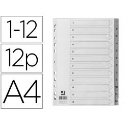 Separador numerico Q-CONNECT plastico 1-12 juego de 12 separadores DIN A4 multitaladro