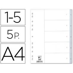 Separador numerico Q-CONNECT plastico 1-5 juego de 5 separadores DIN A4 multitaladro