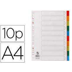 Separador Q-CONNECT plastico juego de 10 separadores DIN A4 multitaladro