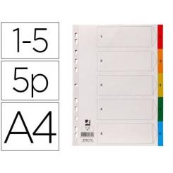 Separador Q-CONNECT plastico juego de 5 separadores DIN A4 multitaladro
