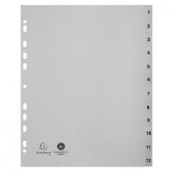 Separadores Exacompta Pp Numérico Flexible Opaco A4 12 Pestañas 11 Taladros