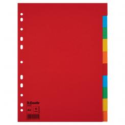 ESSELTE Separadores multitaladro. DIN A4. Sin cartulina índice. Pestañas cartón 150g. 1-10, multicolor