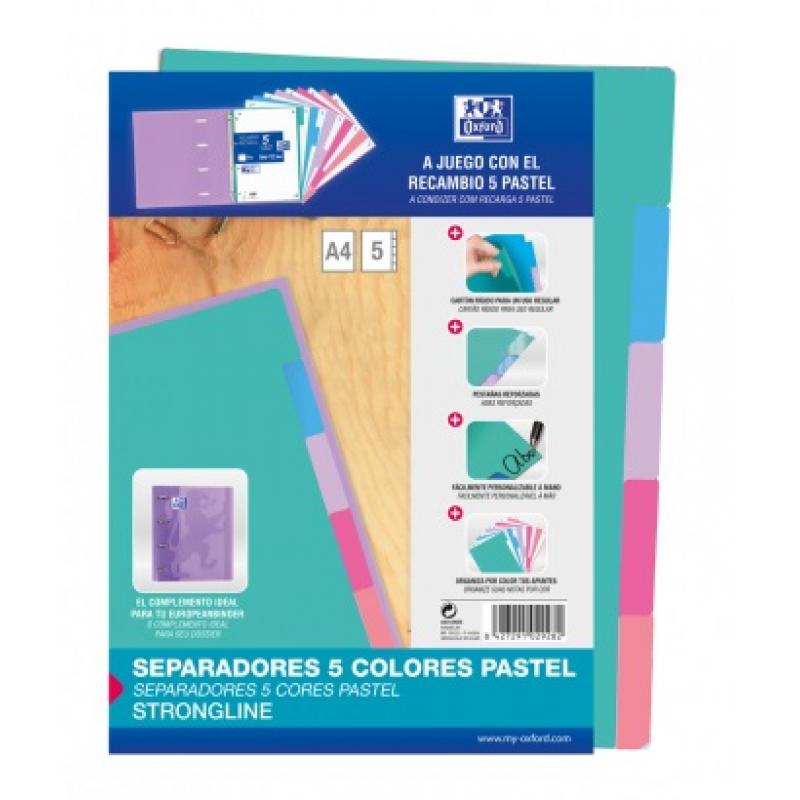 separadores-oxford-cartulina-strongline-a4-5-posiciones-5-colores-pastel