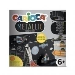 Set Carioca Metallic Pop Up Creator 17 Pcs 4X Hojas Premium Negras 8X Rotuladores Metallic 2X Temperello Oro&Plata 2X Glitter Oro&Plata 1X Tijera