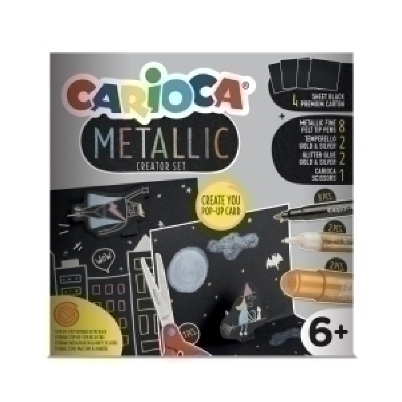 set-carioca-metallic-pop-up-creator-17-pcs-4x-hojas-premium-negras-8x-rotuladores-metallic-2x-temperello-oro&plata-2x-glitter-oro&plata-1x-tijera