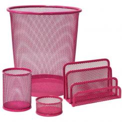 Set Escritorio Plus Rejilla Rosa 4Pz