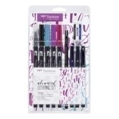 Set Lettering Tombow Advanced 4 Rot. Abt Dual Brush + 1 Blender Pen + 1 Lapiz Grafito +  2 Rot. Caligrafia Duro Y Blando + 1 Rot. Permanente Doble Punta + 1 Goma + Manual Instrucciones B/10