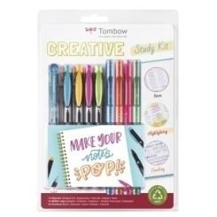 Set Lettering Tombow Kit Estudio Creativo 4X Rotulador Fluor 4X Rotulador Doble Punta 1X Boligrafo 4 Colores