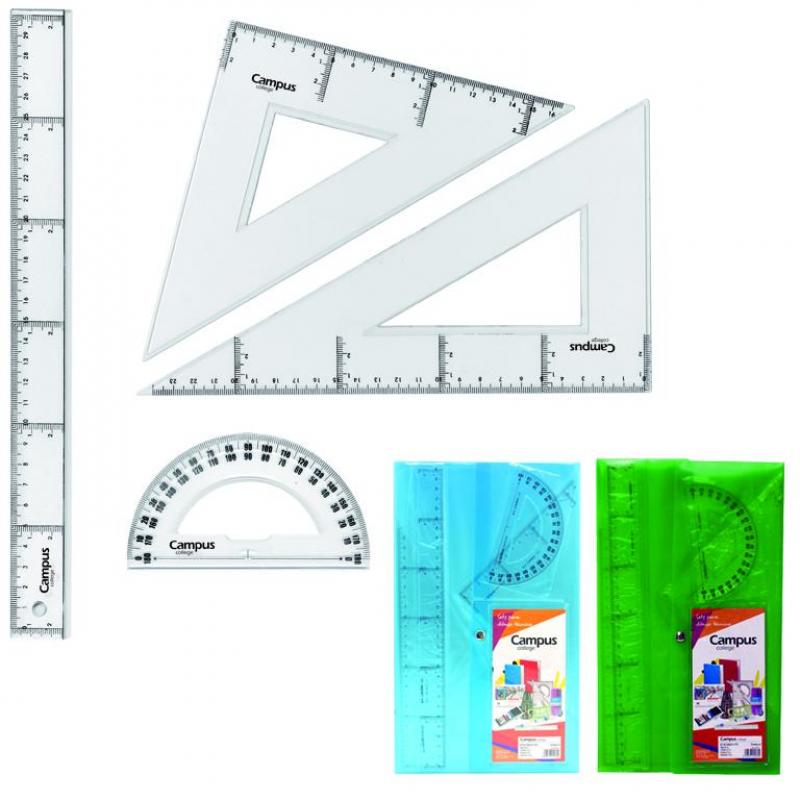 set-reglas-campus-college-con-funda-4-piezas-25-cm