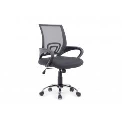 SILLA DE OFICINA EQUIP DE MALLA COLOR GRIS OSCURO DISEÑO ERGONOMICO CON BRAZOS BASE CROMADA