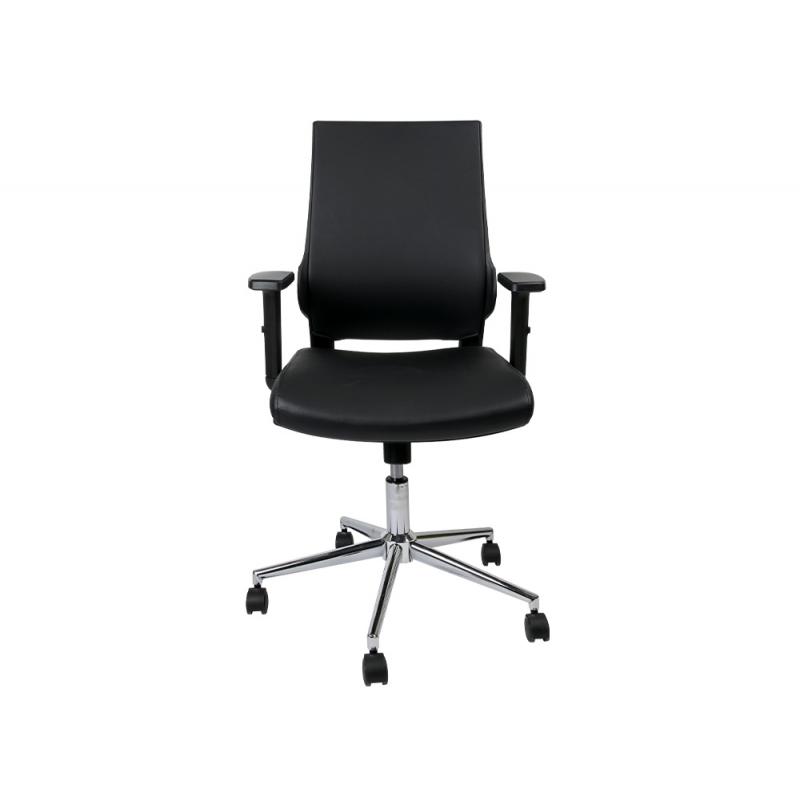 Silla giratoria Q-CONNECT respaldo medio de similpiel regulable en altura 980+100x630x625 mm color negro