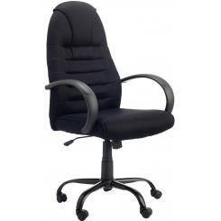 Silla oficina Morcego mecanismo basculante. Altura regulable c/pistón. c/reposacabezas. Asiento acolchado. Base metálica reforzada. Medida ext 470x625x1170 mm. Color negro.