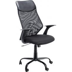 Silla oficina Pintafontes mecanismo sincronizado. Altura regulable c/pistón c/reposacabezas y malla transpirable. Asiento acolchado. Base metálica reforzada. Medida ext 750x675x1150 mm. Color negro.