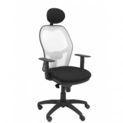 Silla PIQUERAS Jorquera Malla blanca asiento Bali Negro con cabecero fijo