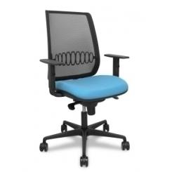 Silla Piqueras Y Crespo Alares Brazos Regulables Ergonomica Mecanismo Sincro Respaldo Malla Negra Asiento Tapizado Bali Azul Cielo
