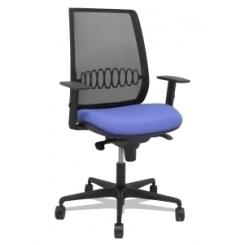 Silla Piqueras Y Crespo Alares Brazos Regulables Ergonomica Mecanismo Sincro Respaldo Malla Negra Asiento Tapizado Bali Azul Claro