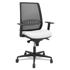 Silla Piqueras Y Crespo Alares Brazos Regulables Ergonomica Mecanismo Sincro Respaldo Malla Negra Asiento Tapizado Bali Blanco