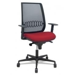 Silla Piqueras Y Crespo Alares Brazos Regulables Ergonomica Mecanismo Sincro Respaldo Malla Negra Asiento Tapizado Bali Granate