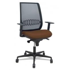 Silla Piqueras Y Crespo Alares Brazos Regulables Ergonomica Mecanismo Sincro Respaldo Malla Negra Asiento Tapizado Bali Marron Oscuro