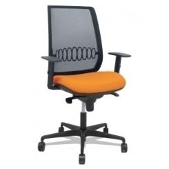 Silla Piqueras Y Crespo Alares Brazos Regulables Ergonomica Mecanismo Sincro Respaldo Malla Negra Asiento Tapizado Bali Naranja