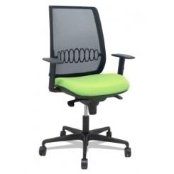 Silla Piqueras Y Crespo Alares Brazos Regulables Ergonomica Mecanismo Sincro Respaldo Malla Negra Asiento Tapizado Bali Pistacho