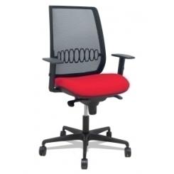 Silla Piqueras Y Crespo Alares Brazos Regulables Ergonomica Mecanismo Sincro Respaldo Malla Negra Asiento Tapizado Bali Rojo