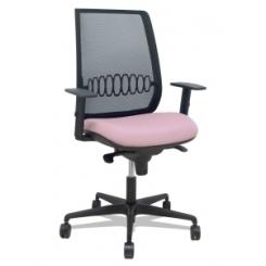 Silla Piqueras Y Crespo Alares Brazos Regulables Ergonomica Mecanismo Sincro Respaldo Malla Negra Asiento Tapizado Bali Rosa