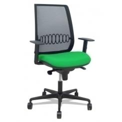 Silla Piqueras Y Crespo Alares Brazos Regulables Ergonomica Mecanismo Sincro Respaldo Malla Negra Asiento Tapizado Bali Verde