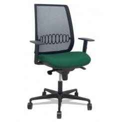 Silla Piqueras Y Crespo Alares Brazos Regulables Ergonomica Mecanismo Sincro Respaldo Malla Negra Asiento Tapizado Bali Verde Botella