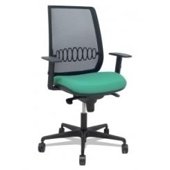 Silla Piqueras Y Crespo Alares Brazos Regulables Ergonomica Mecanismo Sincro Respaldo Malla Negra Asiento Tapizado Bali Verde Esmeralda