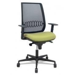 Silla Piqueras Y Crespo Alares Brazos Regulables Ergonomica Mecanismo Sincro Respaldo Malla Negra Asiento Tapizado Bali Verde Oliva