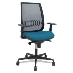 Silla Piqueras Y Crespo Alares Brazos Regulables Ergonomica Mecanismo Sincro Respaldo Malla Negra Asiento Tapizado Bali Verde Petroleo