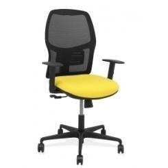 Silla Piqueras Y Crespo Alfera Brazos Regulables Ergonomica Mecanismo Sincro Respaldo Malla Negra Asiento Tapizado Bali Amarillo