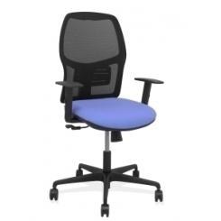 Silla Piqueras Y Crespo Alfera Brazos Regulables Ergonomica Mecanismo Sincro Respaldo Malla Negra Asiento Tapizado Bali Azul Claro