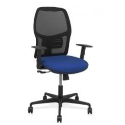 Silla Piqueras Y Crespo Alfera Brazos Regulables Ergonomica Mecanismo Sincro Respaldo Malla Negra Asiento Tapizado Bali Azul Marino