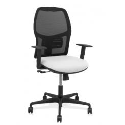 Silla Piqueras Y Crespo Alfera Brazos Regulables Ergonomica Mecanismo Sincro Respaldo Malla Negra Asiento Tapizado Bali Blanco