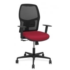 Silla Piqueras Y Crespo Alfera Brazos Regulables Ergonomica Mecanismo Sincro Respaldo Malla Negra Asiento Tapizado Bali Granate