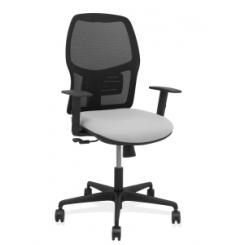 Silla Piqueras Y Crespo Alfera Brazos Regulables Ergonomica Mecanismo Sincro Respaldo Malla Negra Asiento Tapizado Bali Gris Claro