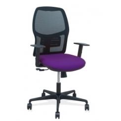 Silla Piqueras Y Crespo Alfera Brazos Regulables Ergonomica Mecanismo Sincro Respaldo Malla Negra Asiento Tapizado Bali Morado