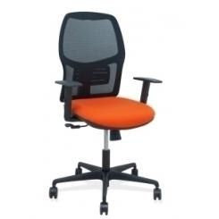 Silla Piqueras Y Crespo Alfera Brazos Regulables Ergonomica Mecanismo Sincro Respaldo Malla Negra Asiento Tapizado Bali Naranja Oscuro