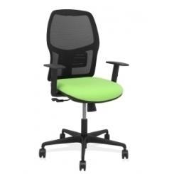 Silla Piqueras Y Crespo Alfera Brazos Regulables Ergonomica Mecanismo Sincro Respaldo Malla Negra Asiento Tapizado Bali Pistacho