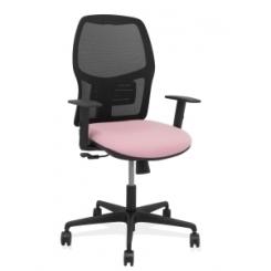 Silla Piqueras Y Crespo Alfera Brazos Regulables Ergonomica Mecanismo Sincro Respaldo Malla Negra Asiento Tapizado Bali Rosa