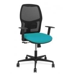 Silla Piqueras Y Crespo Alfera Brazos Regulables Ergonomica Mecanismo Sincro Respaldo Malla Negra Asiento Tapizado Bali Turquesa