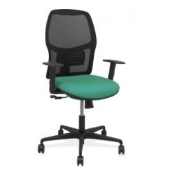 Silla Piqueras Y Crespo Alfera Brazos Regulables Ergonomica Mecanismo Sincro Respaldo Malla Negra Asiento Tapizado Bali Verde Esmeralda