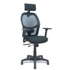 Silla Piqueras Y Crespo Alocen Brazos 3D Y Cabecero Regulables Mecanismo Traslack Refuerzo Lumbar Ruedas Nylon Respaldo Malla Negra Transpirable Y Asiento Tapizado Bali Negro